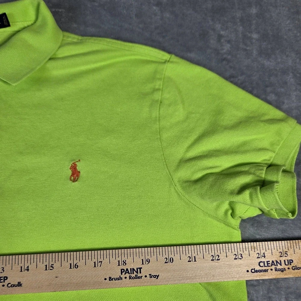 Polo Ralph Lauren‎ Men's XL Lime Green Polo Custom Fit Orange Pony